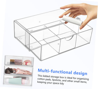 balacoo 3Pezzi Scatola Organizer Makeup Trasparente Per Cosmetici e Accessori Design Multifunzionale Per Bagno e Scrivania Contenitore