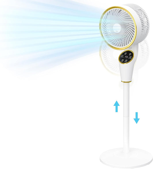 Yopower Standing Fan 3D Quiet Pedestal Fan, Height Adjustable Air Circulator Fans, with 3 Modes, 8 Wind Speeds, Aroma Box, 12H Timer for Home, 2 in 1 Floor Fan & Tower Fan