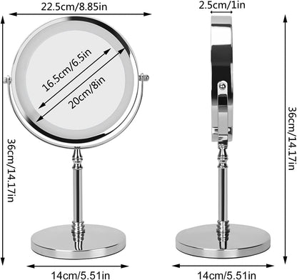 Rechargeable 8 Inch Lighted Makeup Mirror with 3 Color Lighting Modes Magnified Double Sided 10x Magnification LED Vanity Mirror with Dimmable Lights