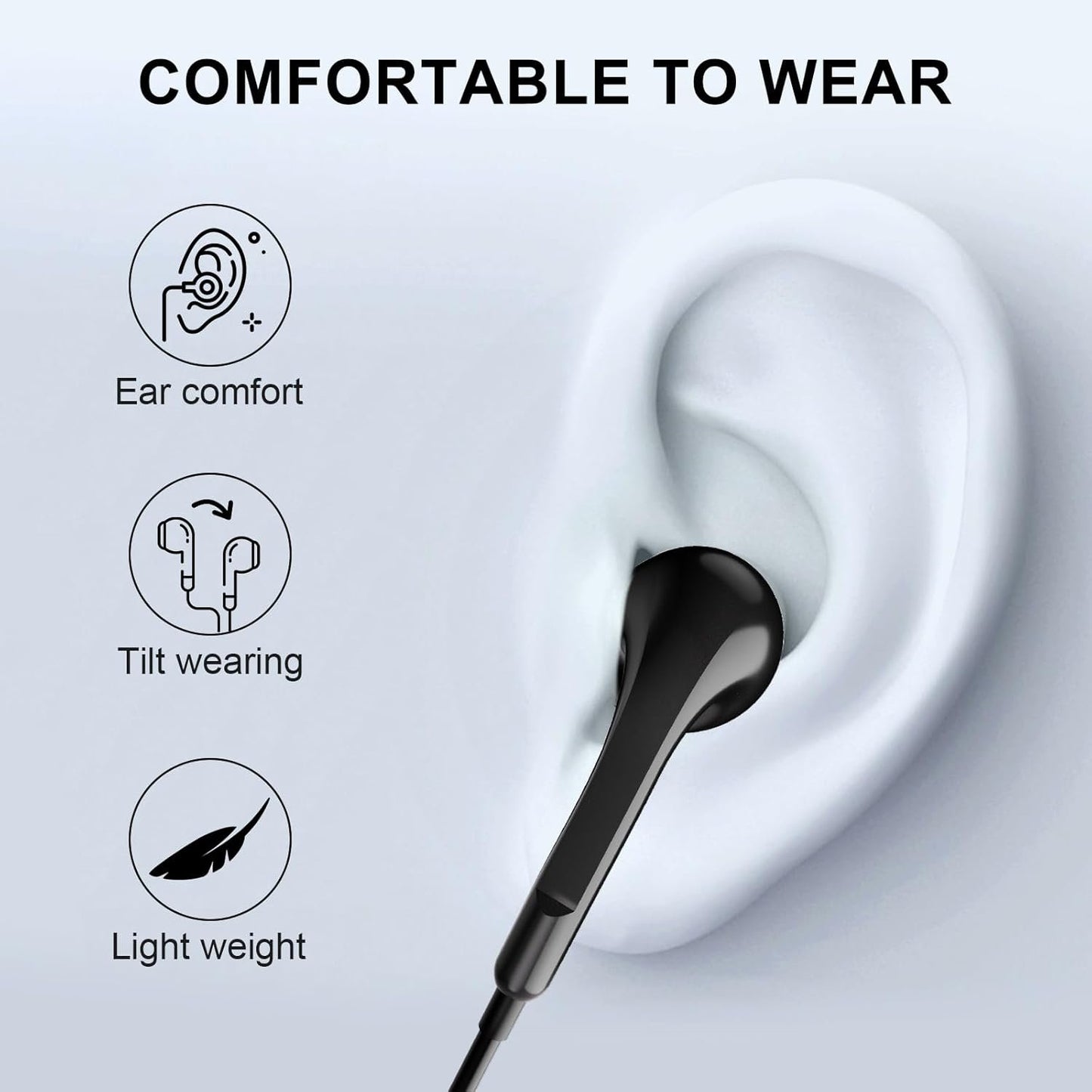 USB C Headphones for iPhone 16 15,Wired Earphones with Mic & Volume Control,Wired Headphones for Samsung S23 FE S22 S21 S20 A53 A54,HiFi Stereo Earbuds for iPad Pro Pixel 7/6/6a/5/4 OnePlus 9 8（black）