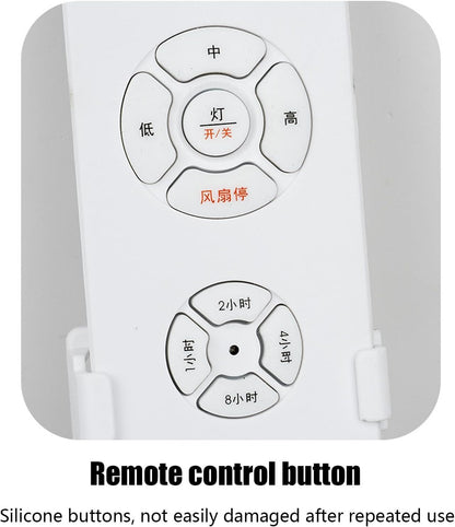 Ceiling Fan Remote Control, Small Size Remote Control and Receiver for Ceiling Fan and Lamp, Adjustable Wind Speed Transmitter, 3-Speed Fan Controller with Timer, Light Control for Home Use