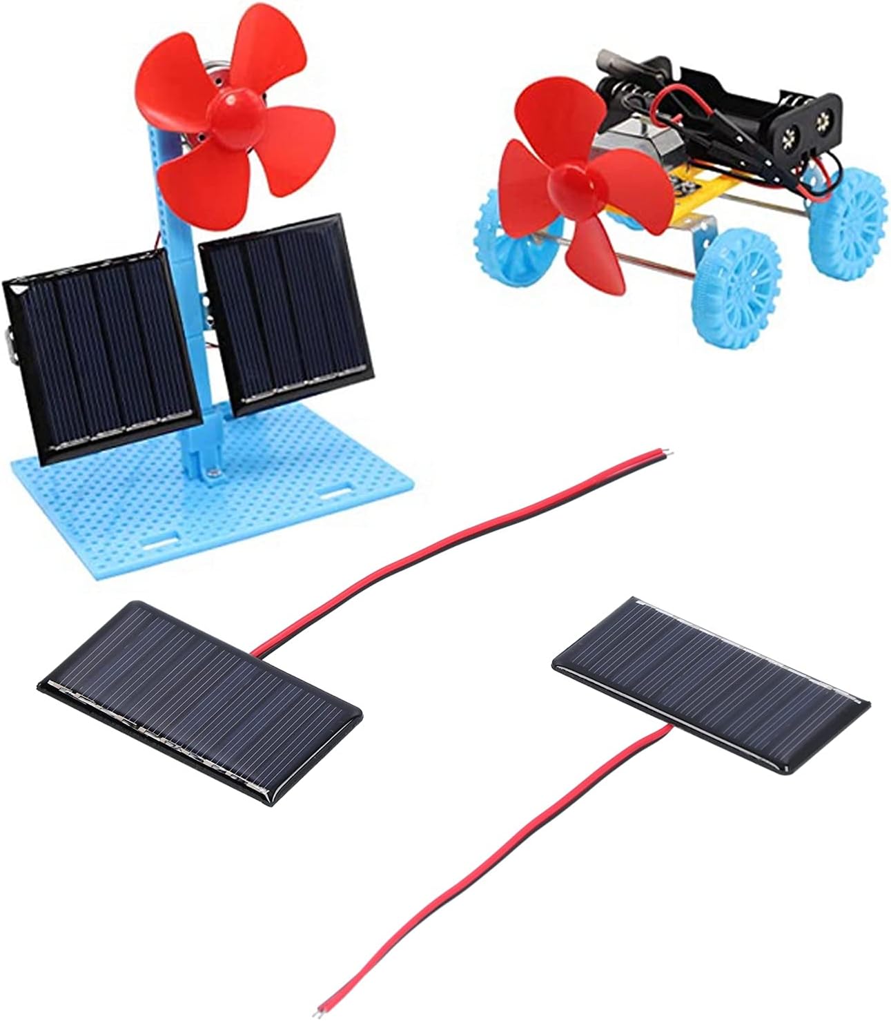2 Pcs Small Solar Panels, 5V 0.3W 60MA 68x36mm, Micro Mini Polycrystalline Cells for Light, Phone Charger, Flashlight