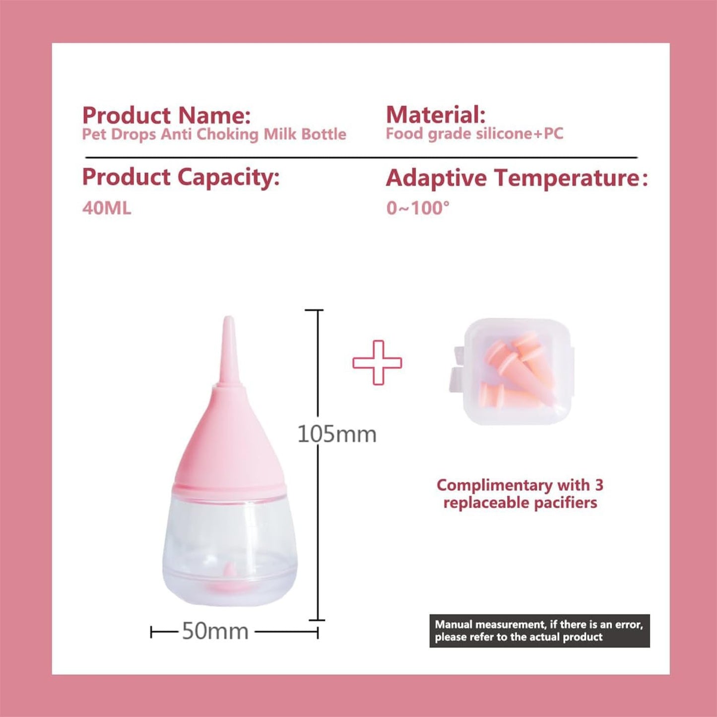 Cozioz Pet Nursing Bottles for Kittens and Puppies, Anti-Choking Design Puppy Feeder, with 3pcs Replaceable and Reusable Silicone Nipples for Feeding Newborn Pets (for Pets)