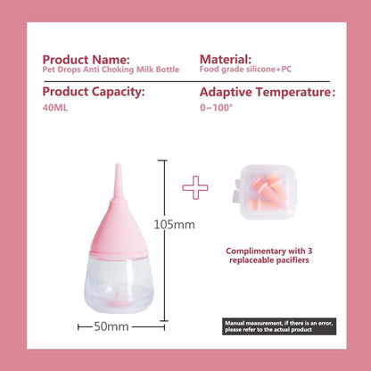 Cozioz Pet Nursing Bottles for Kittens and Puppies, Anti-Choking Design Puppy Feeder, with 3pcs Replaceable and Reusable Silicone Nipples for Feeding Newborn Pets (for Pets)