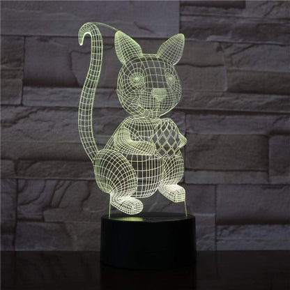 ZGSBT Lampada illusione 3D Luce notturna a LED Cat Animal Cambiare atmosfera Lampada 7 colori Usb Lampada da tavolo per la decorazione del partito Oggettistica per la casa per Regalo di compleanno