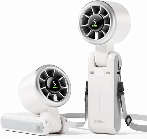 Diveblues Portable Handheld Turbo Fan, 5 Gear Wind, Battery Operated, Up to 12 Working Hours, 3 IN 1 Hand Fan with Air Turbo Tech Cooling Fan for Outdoor Activities, Travel, Working