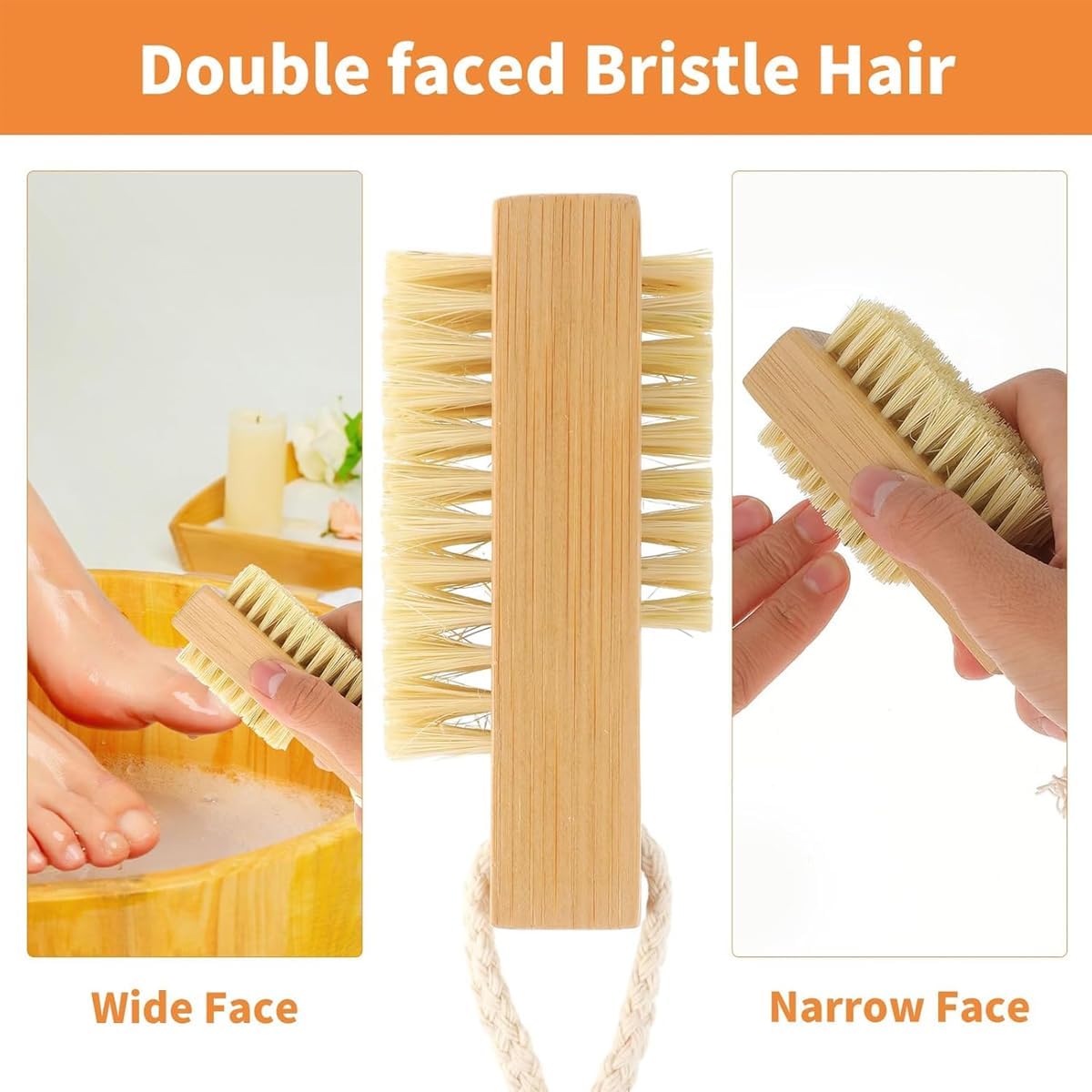 AIMALL 2pcs Bamboo Sisal Nail Brush Beech Wood Bristle Cleaning Brush, Eco-Friendly Nail Tools for Hand and Nail Care, Natural Bamboo Nail Brushes