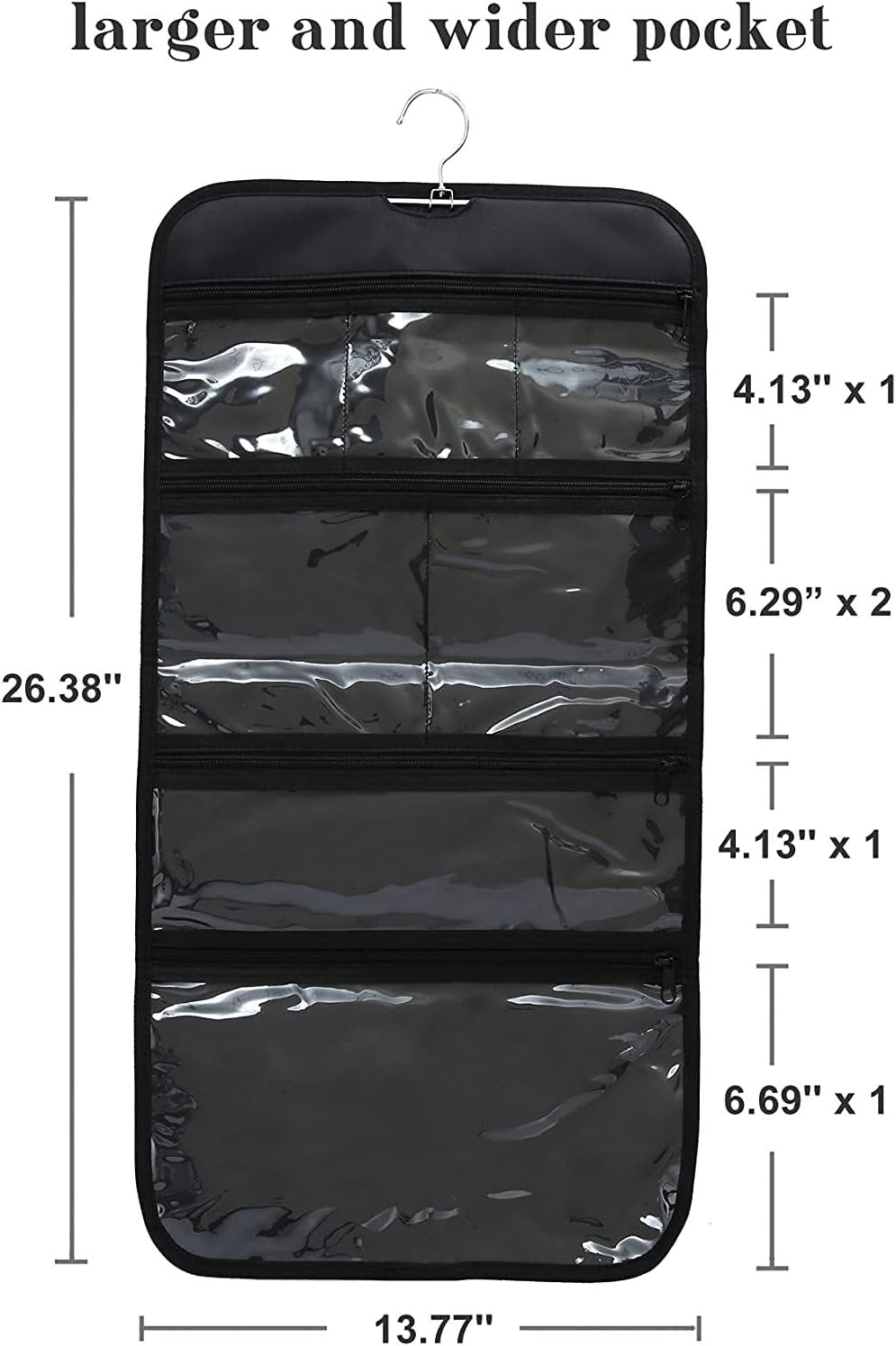 Wodison Foldable Clear Hanging Travel Toiletry Bag Cosmetic Organiser Storage