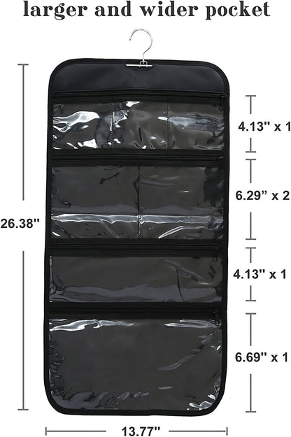 Wodison Foldable Clear Hanging Travel Toiletry Bag Cosmetic Organiser Storage