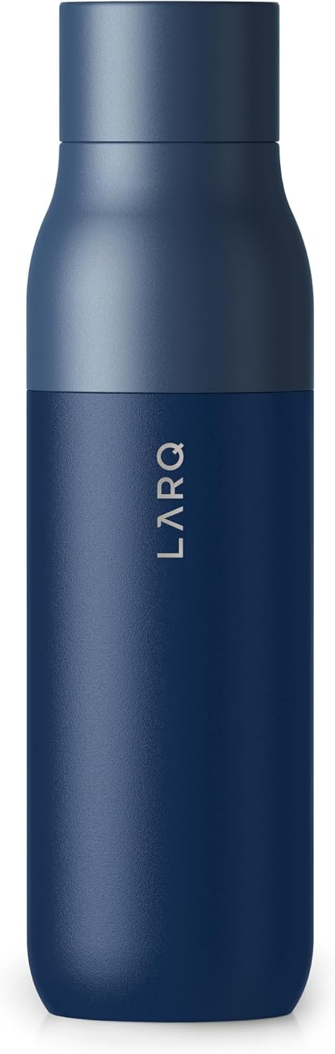 LARQ Bottle Twist Top 17oz - Insulated Stainless Steel Water Bottle | BPA Free | Reusable Water Bottle for Camping, Office, and Travel | Keep Drinks Cold and Hot, Monaco Blue