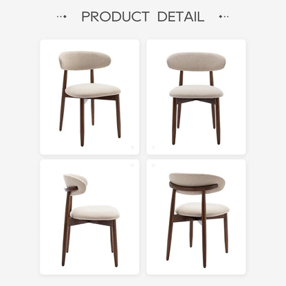 COLAMY Wooden Dining Chairs Set of 2, Modern Fabric Upholstered Kitchen Side Chairs, Farmhouse Dining Room Chair with Foot Pegs, Beige