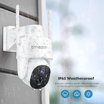 Solar Powered Security Camera TMEZON Outdoor Wireless 360Â° PTZ Camera for Home Surveillance with 3MP Night Vision Pan Tilt Solar Powered, Motion Detection Record 2.4Ghz WiFi vicohome app