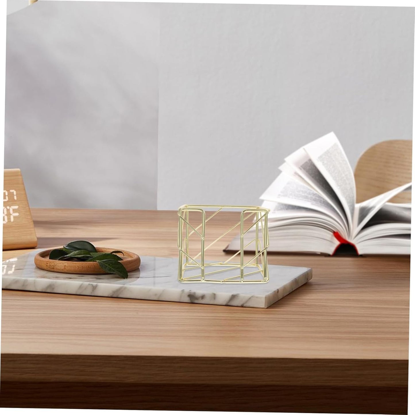Angoily Gold Metal Desk Organizer for Memo and Elegant Hollow Design for Home Office Supplies Compact Pencil Holder for Efficient Workspace Organization