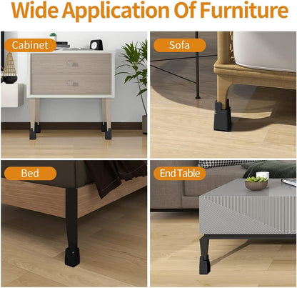 Adjustable Furniture Feet 10 cm with Screw Clamp, 4 Inch Heavy Duty Bed Risers, 4 Pieces Furniture Risers, RCHYFEED Bed Risers Sofa Chair for Diameter 0.8 to 1.6 Inches