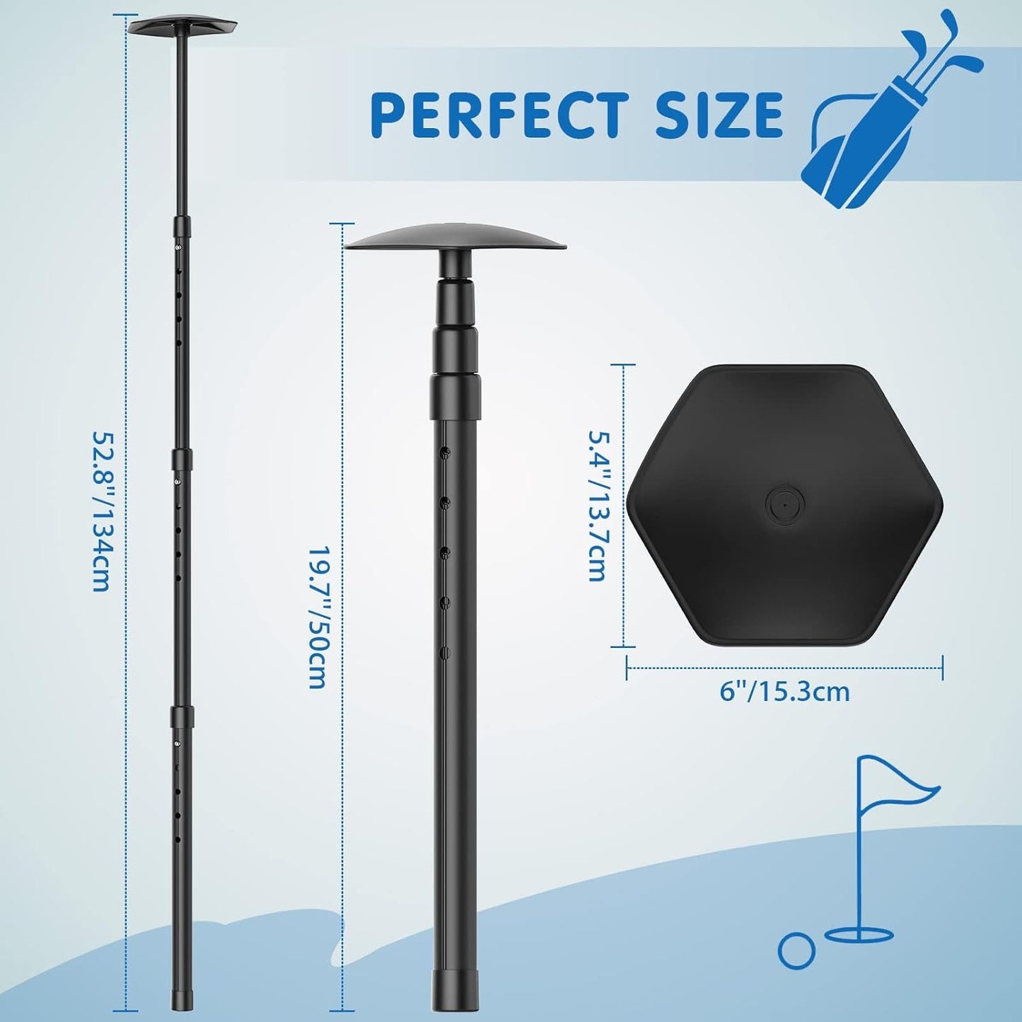 Rhino Valley Golf Travel Bag Rod - Aluminum Alloy Anti-Impact Support Cover, Protector Accessory, Adjustable Clubs Protection System Pole