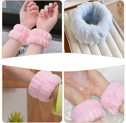 SGERUFZ 2 Paar Skincare Wristbands, Elastics and Absorbent, Face and Hair Bands, Wristbands for Women and Girls, Makeup Accessories and Facial Cleansing