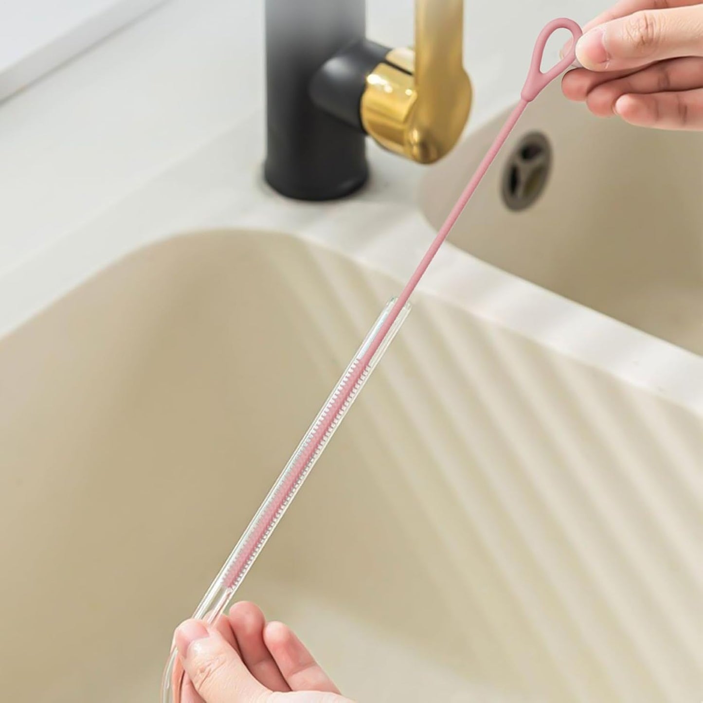 Straw Cleaners, Long Silicone Straw Cleaner Brush, 9.84 Inches, Reusable Non-Slip Cleaning Tool, Handle Pipe Washer for Metal, Glass Tube, Baby Bottles, Eco-Friendly