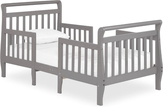 Dream On Me Emma 3-In-1 Convertible Toddler Bed In Storm Grey, Non-Toxic Finish, JPMA Certified, 4 Wooden Safety Rails, Made Of Durable New Zealand Pinewood