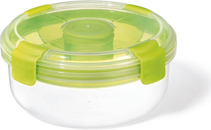 STARFRIT Easy Lunch Salad Container - Removable Tray and Dressing Container - 44oz/1.3L - Airtight & Leakproof - 4-Sided Locking Lid
