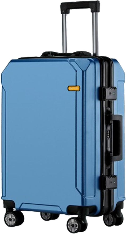 GUHPZA Valigia AntiGraffio e Resistente alla Pressione, Porta di Ricarica, Blocco Password, Valigia Trolley Regolabile in Altezza per Viaggi di Lavoro (Telaio Nero Blu C)