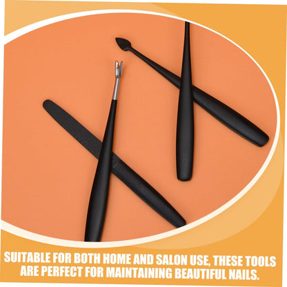 ASAKKURA 1set Stainless Steel Cuticle Tool Manicure Dead Skin Forks Cuticle Trimmer Nail Files and More Professional Nail Care Kit for Home Salon Use