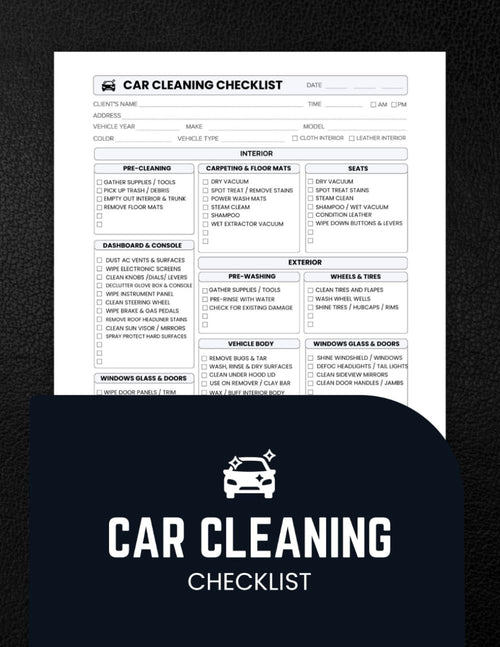 Car Cleaning Checklist: An ultimate Interior and Exterior Detailing Logbook for Auto Care Pros [8.5" x 11" Size]
