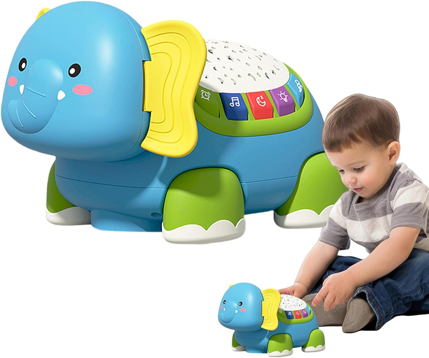 Crawling Toy, Musical Elephant Baby Toy, 7.09x5.31in Interactive Sensory Game, Funny Educational Play, Developmental Activity for Boys, Girls, Nursery Rooms, Home Play