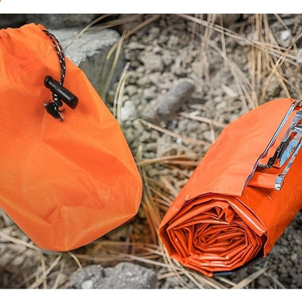 Emergency Sleeping Bag 2 Pack Lightweight Survival Sleeping Bags Thermal Bivy Sack Portable Emergency Blanket for Camping, Hiking, Outdoor, Activities Orange
