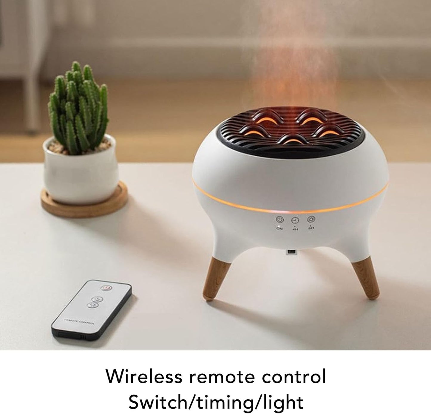 Aromatherapy Flame Diffuser, Electric Essential Oil Diffuser with 7 Color Ambient Light Remote Control High Temperature Steam Air Mist Humidifier for Home and Office