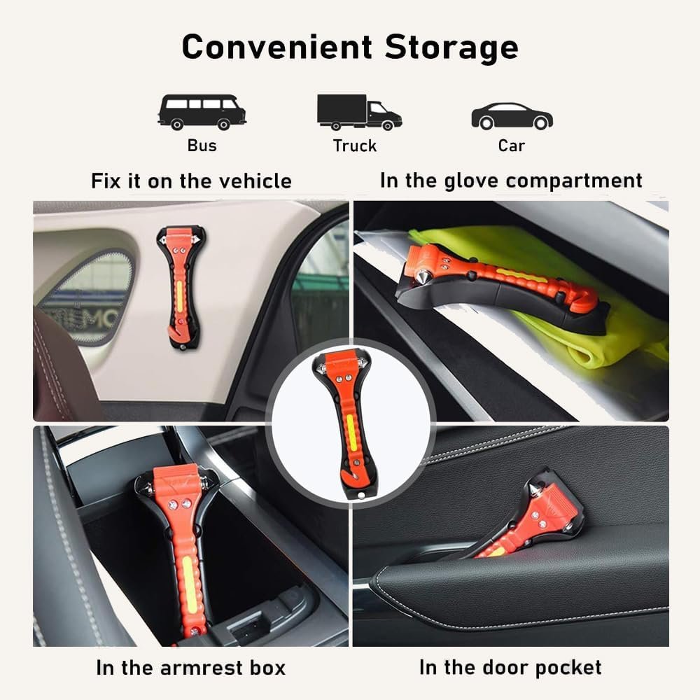 2 Packs Car Window Breaker with Whistles, Glass Window Breaker Seatbelt Cutter, Emergency Glass Hammer, Car Escape Tool, Window Punch Seatbelt Cutter, Life Rescue Tools Kit for Car, Bus