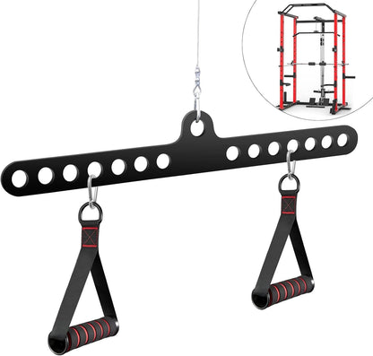 VOHYOV Fitness Home Pulley System Gym Accessories Spreader Bar Multi Grip Wide Lat Pull Down Bar D Handle Cable Bar Rope Attachments Cable Machine for Back Strength Train Functional Trainer Attachment