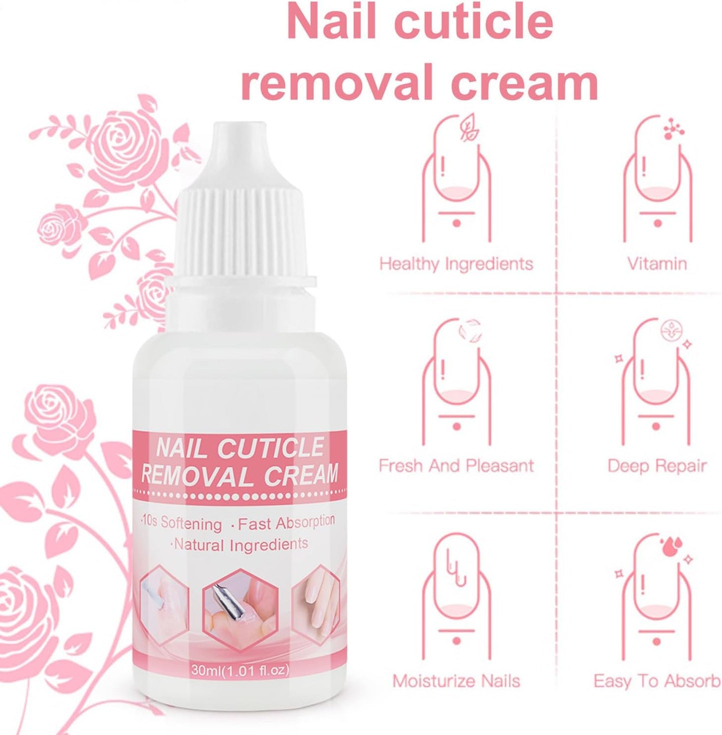 Cuticle Softener Liquid, Nail Care Cream 30ml, Moisturizing Daily Treatments for Dry Skin, Hydrating Formula for Nail Repair, Strengthens Damaged Cuticles, 3.35x1.14x3.35 Inches