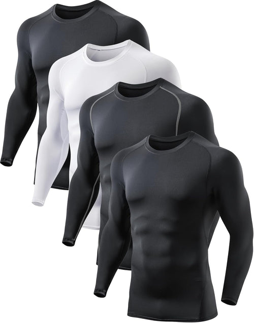 TELALEO 4 Pack Compression Shirts for Men Long/Shorts Sleeve Athletic Undershirt Base Layer Rash Guard Gear T Shirt