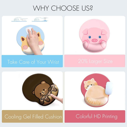 Cute Ergonomic Mouse Pad Wrist Support,[ 20% Larger] Wrist Rest Non-Slip Gel Anime Kawaii 3D Bear Donut Mouse Pads, Silicon Wrist Pad,with Coaster,Easy-Typing,Pain Relief, Game Work Study Home Office