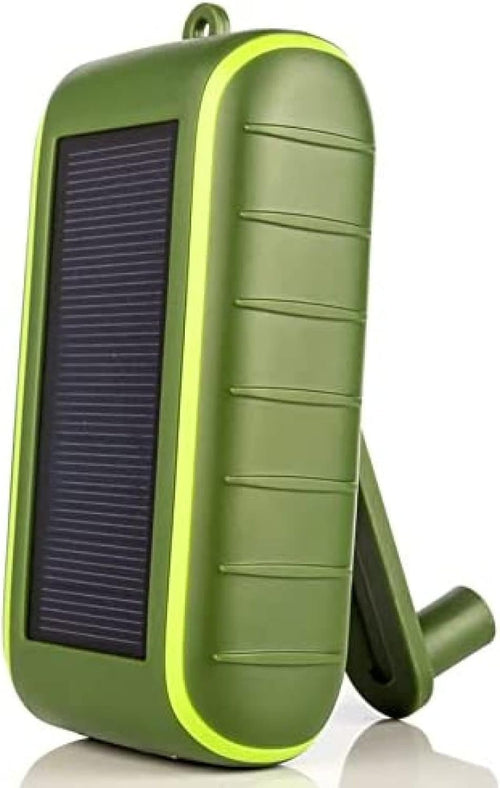Outdoor Waterproof Solar Hand Crank Generator, 8000mAh Solar Power Bank, Portable Double USB Phone Charger, with LED Flashlight, Carabiner,Green,incomparable123