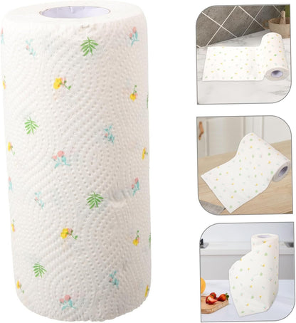 CLISPEED 1 Roll Printed Kitchen Paper Towels Absorbent Durable Oil Absorbing Design for Spill Cleanup Random