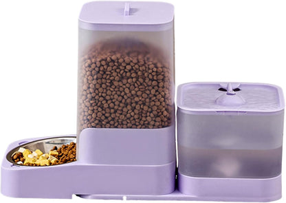 Lmyit Auto Cat Feeder | Automatic Feeder Cat Food Dispenser - Drinker Waterer Large Capacity Pet Supplies, Storage Container for Kitten Puppy Feeding Watering