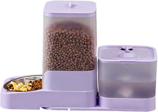 Lmyit Auto Cat Feeder | Automatic Feeder Cat Food Dispenser - Drinker Waterer Large Capacity Pet Supplies, Storage Container for Kitten Puppy Feeding Watering