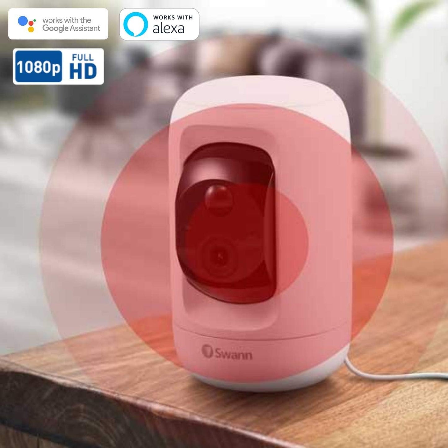 Swann Wi-Fi Home Security Camera -1080p HD Indoor Pan & Tilt,Night Vision,2-Way Talk,Remote Camera Control,Motion & Heat Sensing,Siren,32GB MicroSD - Protect Your Family with Swann's Reliability