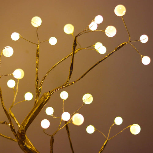 Bonsai Lighted LED Shimmer Table Top Light - Battery & USB Powered Touch Switch Lit Pearl Branch for Holiday Home Decorative Twinkling Fairy Light Spirit Tree (TLGWW-P36)