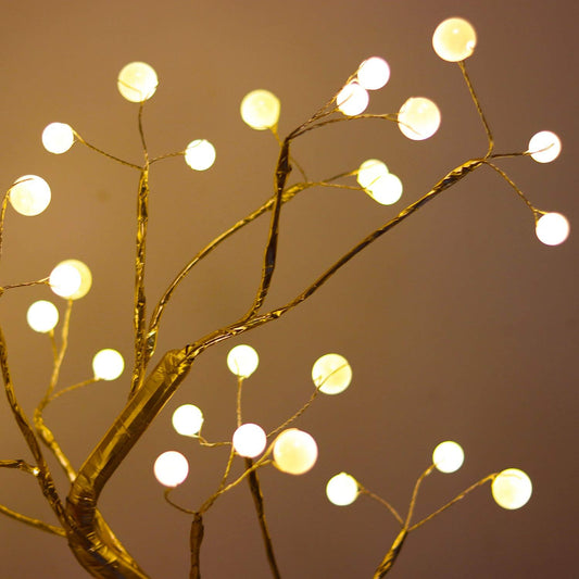 Bonsai Lighted LED Shimmer Table Top Light - Battery & USB Powered Touch Switch Lit Pearl Branch for Holiday Home Decorative Twinkling Fairy Light Spirit Tree (TLGWW-P36)