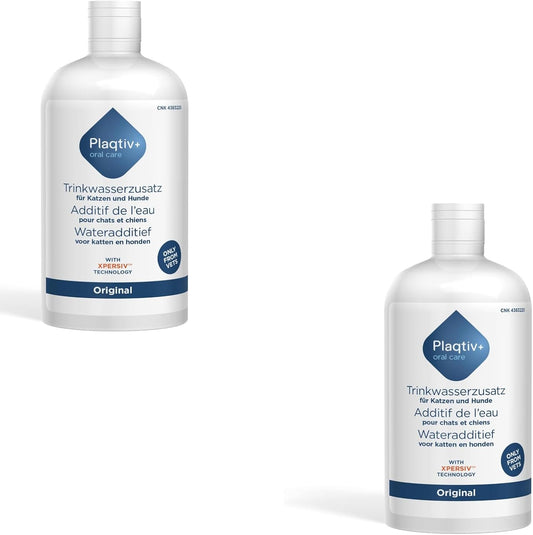 Plaqtiv+ Drinking Water Additive | Twin Pack | 2 x 500 ml | Dog and Cat Care Product | Promoting Teeth Care and Oral Hygiene