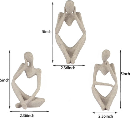 zyxqq Thinker Sculptures Home Decor, Resin Thinker Statue Set of 3 Abstract Art Sculpture Modern Thinker Collectible Figurines for Bookshelf Desktop Office Shelf Figurine Decoration