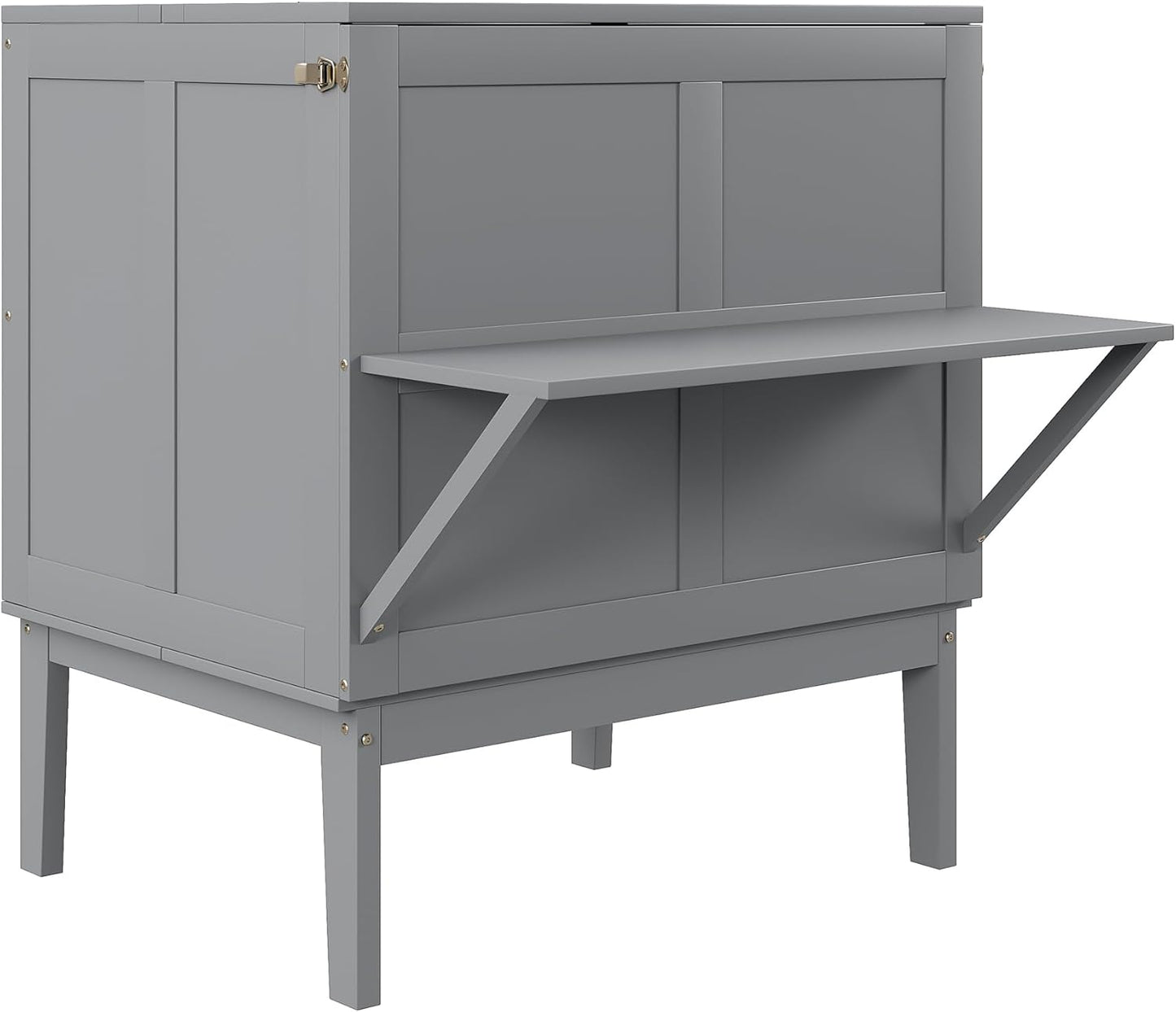 Wyibwy Wardrobe Bed 90 x 200 cm, Wall Mounted Bed with Slatted Frame, Folding Bed, Vertical Wardrobe Bed with Slatted Frame, Children's Bed, Single Bed, Space Saving Furniture, Grey