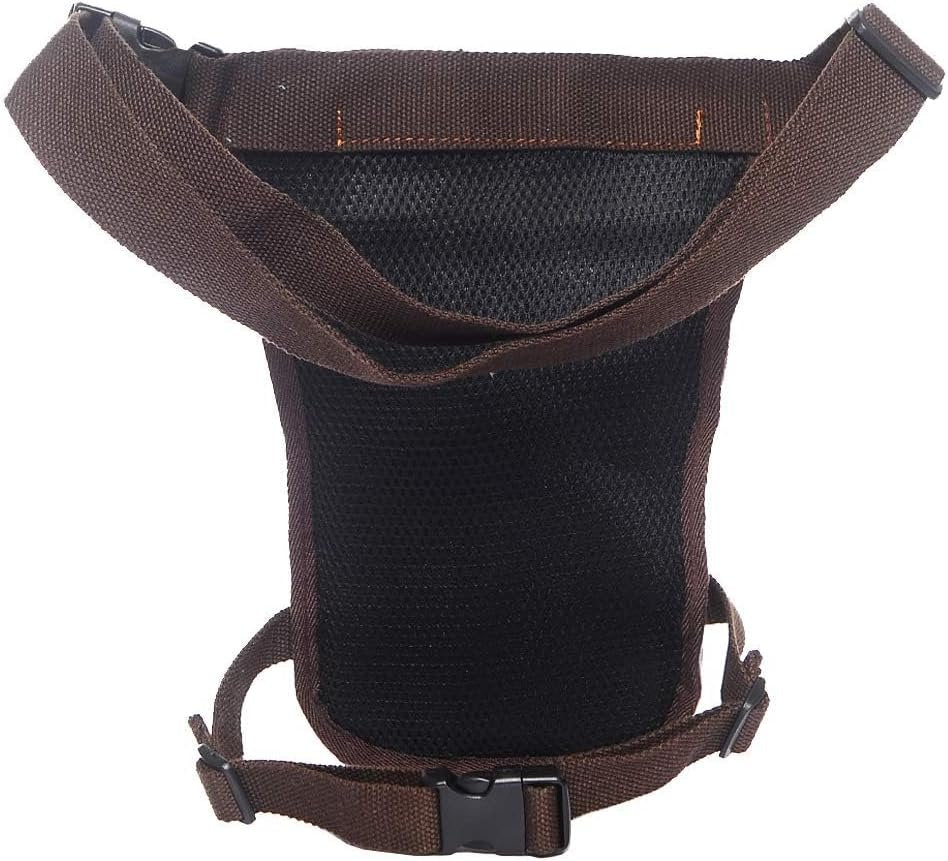 Hebetag Canvas Waist Pack - Brown Cotton Canvas - 5.9" x 2.3" x 10.2" - 405g - 3 Pockets - Water Resistant - Buckle Closure