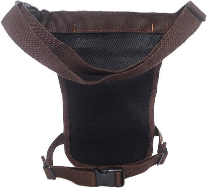 Hebetag Canvas Waist Pack - Brown Cotton Canvas - 5.9" x 2.3" x 10.2" - 405g - 3 Pockets - Water Resistant - Buckle Closure