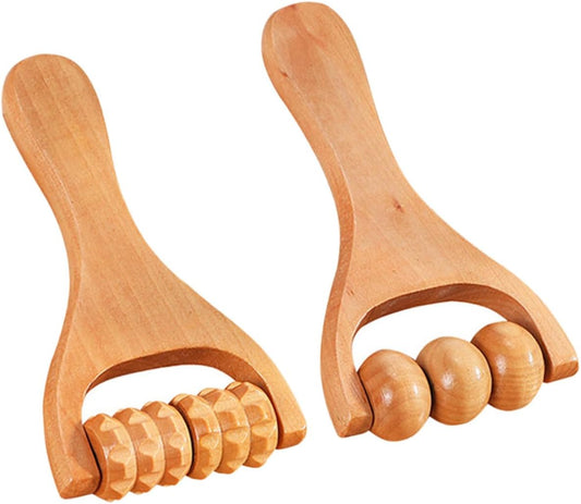 Anneome 2 Pezzi Strumento a rulli massaggi attrezzatura palestra kit palestra massaggianti attrezzo massaggiatore cervicale massaggiatori manuali per muscoli il massaggiante di legno