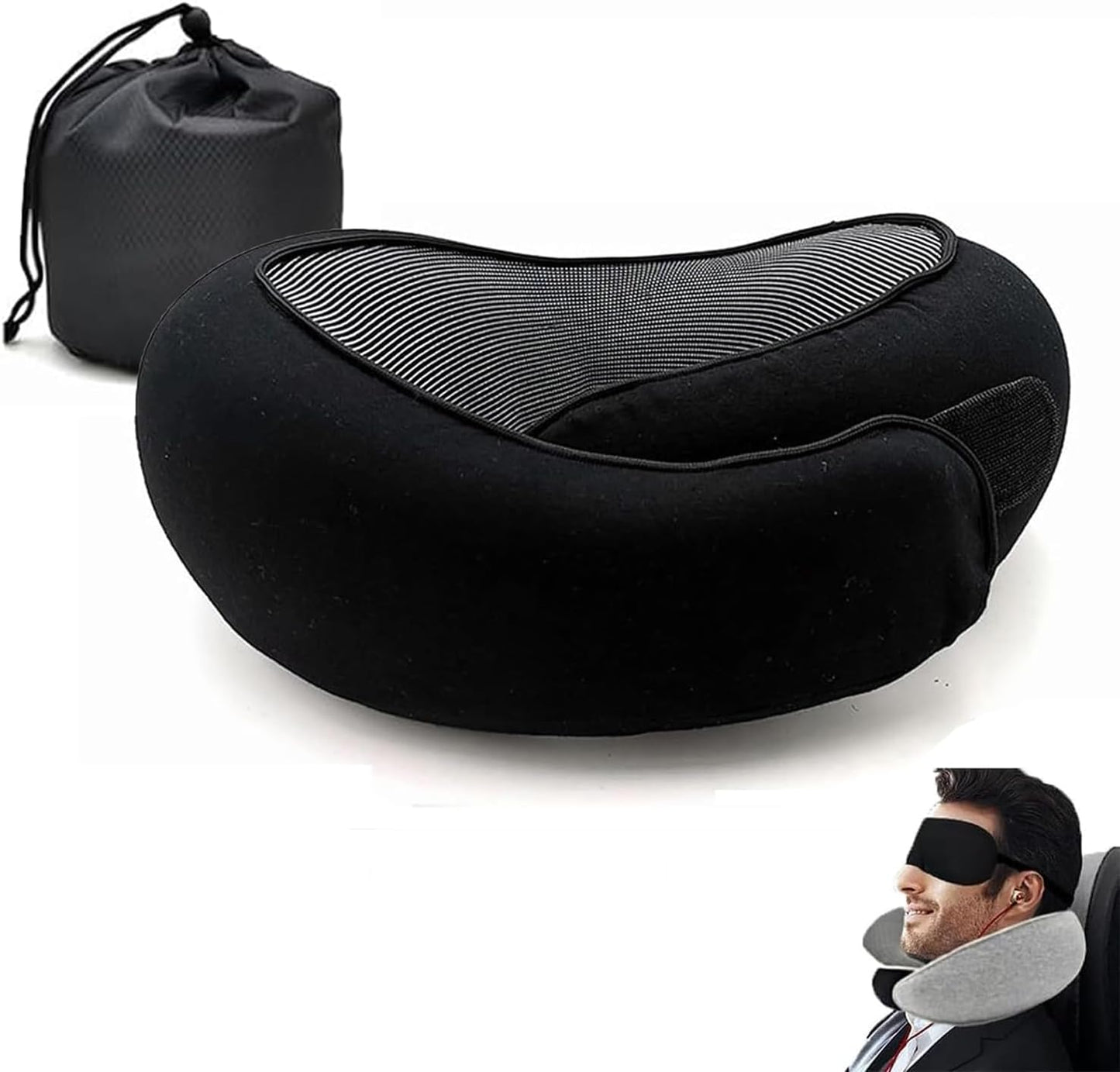 Travel Neck Pillow, Portable Airplane Travel Pillow, Memory Foam Neck Pillow, 360 Degree Comfort and Breathability