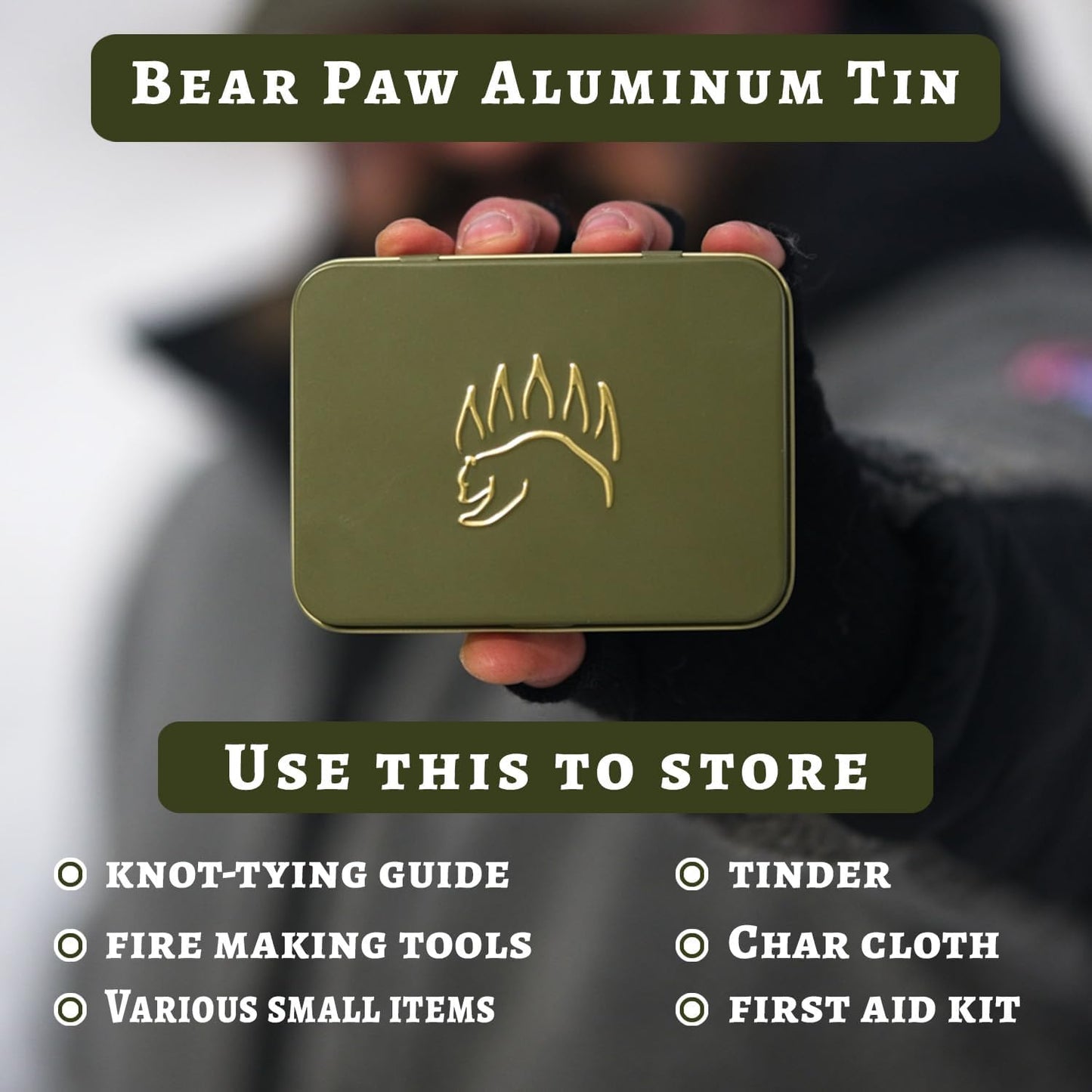 The Bear Essentials Knot Tying Kit - Best Camping Knots Edition - Waterproof Knot Cards, Practice Ropes, in Our Aluminum Tin!