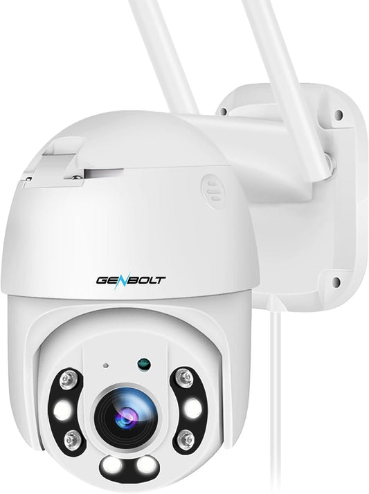 GENBOLT 2.5K Security Camera Outdoor with PoE, 2.4/5GHz Dual WiFi Surveillance CCTV IP Camera with Color Night, Auto Tracking Human/Vehicle Detection